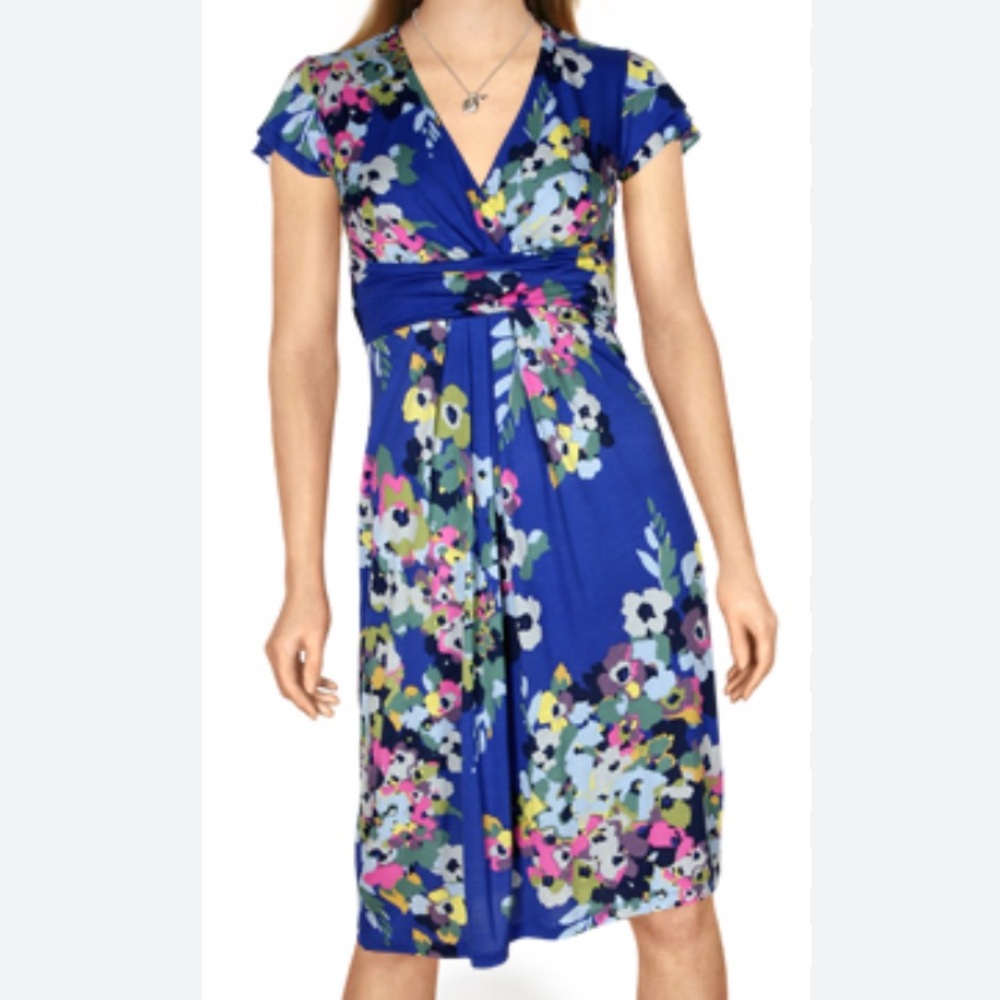 Boden Blue Floral Wrap Dress